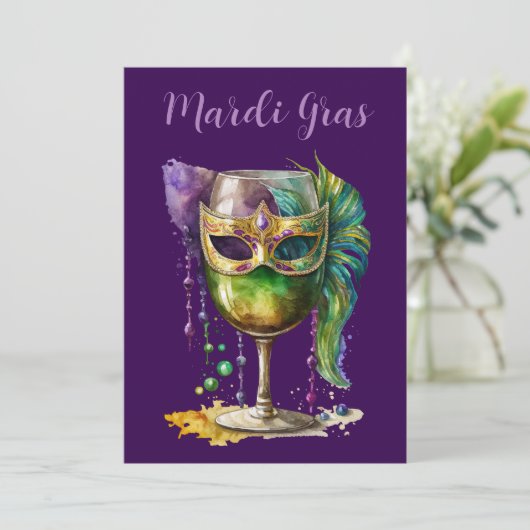 Purple Mardi Gras Mask Kaart (Staand voorkant)