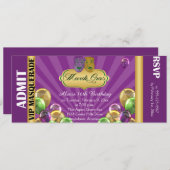 Purple Mardi Gras Party Billet Invitation (Devant / Derrière)