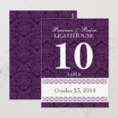 Purple Mariage damassé Numéro de table Réception d (Devant / Derrière)