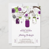 Purple Mason Jars Floral Bridal Douche Invitation (Devant)