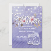 Purple Mason Jars Wedding Save Save The Date (Voorkant)
