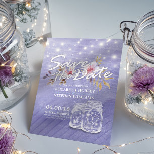 Purple Mason Jars Wedding Save The Date