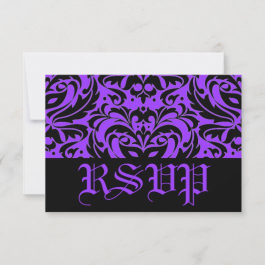 Purple Masquerade Damask Halloween Rsvp (Devant)