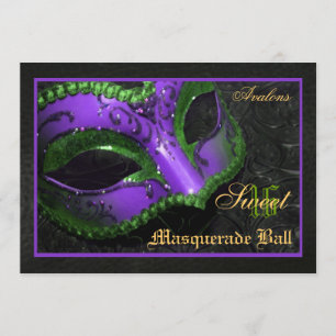 Purple Masquerade Sweet 16 Party Invitation