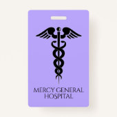 Purple Médicale Therapist Caduceus Hospital Badge (Dos)