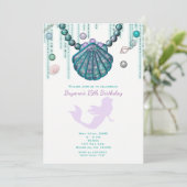 Purple Mermaid Beach Invitations de fête d'anniver (Debout devant)