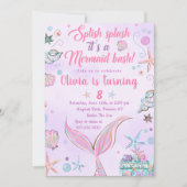 Purple Mermaid Queue Anniversaire Fête Invitation (Devant)