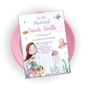 Purple Mermaid Queue Invitations Anniversaires