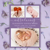 Purple mignon fille Faire-part de naissance photo 