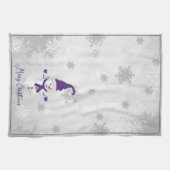 Purple mignonne Snowman Vacances Serviette de cuis (Horizontal)