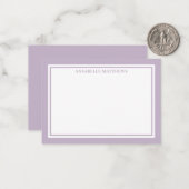 Purple Minimalist Name Monogram Notitiekaartje (Voorkant / Achterkant in situ)