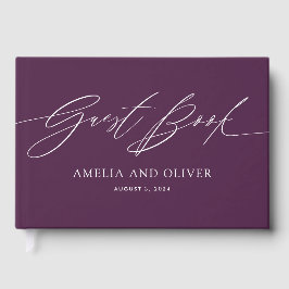 Purple Minimalist Wedding Guest Book Gastenboek