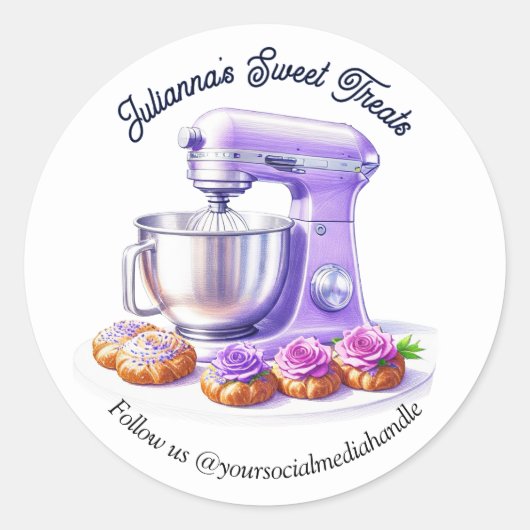 Purple Mixer Bread Bakery Pastry Chef Ronde Sticker (Voorkant)