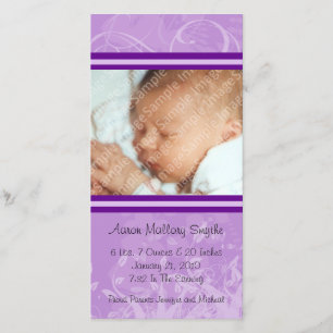 Purple Mod Style Nouveau Carte photo bébé