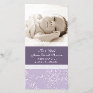 Purple Modèle photo Nouveau bébé Faire-part de nai