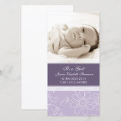 Purple Modèle photo Nouveau bébé Faire-part de nai (Devant / Derrière)