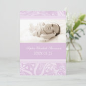 Purple Modèle photo Nouveau bébé Faire-part de nai (Debout devant)