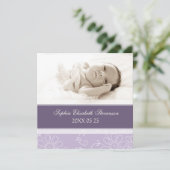 Purple Modèle photo Nouveau bébé Faire-part de nai (Debout devant)