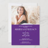 Purple Modern Photo Graduation Invitation (Dos)