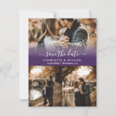 Purple Modern Photo Mariage Enregistrer Les Cartes (Devant)