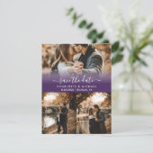 Purple Modern Photo Mariage Enregistrer Les Cartes (Debout devant)