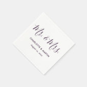 Purple Modern Script Mr. and Mrs. Wedding Servet (Hoek)