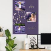 Purple Modern Typography Grad  Three Photos Poster (Thuiskantoor)
