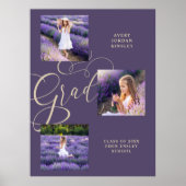 Purple Modern Typography Grad  Three Photos Poster (Voorkant)