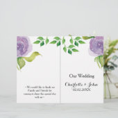 Purple Moderne aquarelle programme de mariage flor (Debout devant)