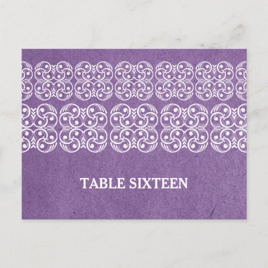 Purple moderne Bohème Numéro de table Carte postal (Devant)