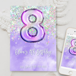Purple modifiable 8e anniversaire Invitation Parti