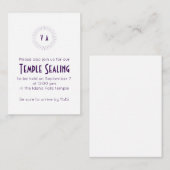 Purple Monogram Circle Temple Sealing Invitation (Devant / Derrière)