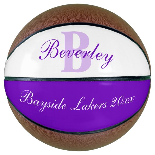 Purple monogram name, initial and team basketball basketbal (Voorkant)