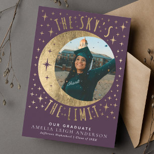 Purple Moon Graduation Photo Faire-part