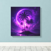 Purple Moon Island Dreamscape Canvas Afdruk (Insitu (Houten vloer))