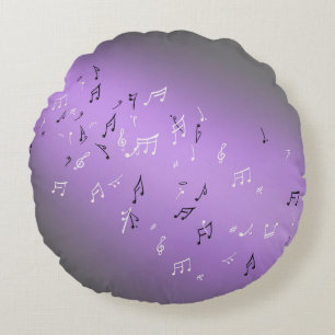 Purple Moon Notes musicales Coussin rond