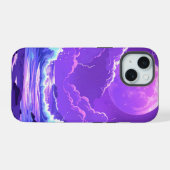 Purple Moon Over the Sea – Dreamy Night Sky iPhone (Verso Horizontal)
