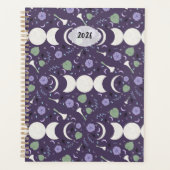 Purple Moon Phase Floral Pattern 2026 Planner (Devant)