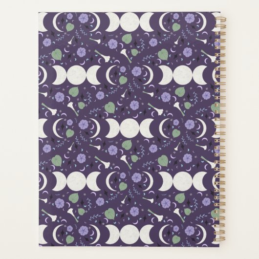 Purple Moon Phase Floral Pattern 2026 Planner (Dos)