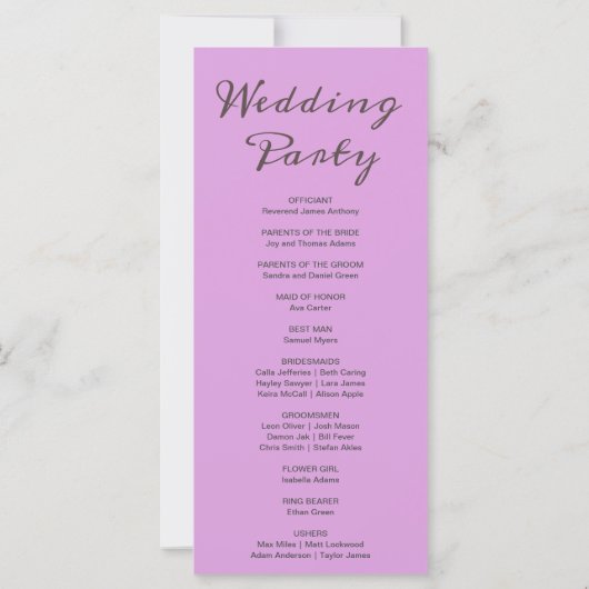 Purple Moon Phases Plum Purple Wedding Programme (Dos)