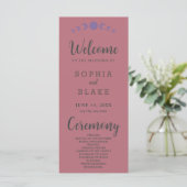 Purple Moon Phases Rose Gold Wedding Programme (Debout devant)