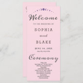 Purple Moon Phases Soft Pink Wedding Programme (Devant / Derrière)