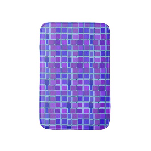 Purple Mosaic Squares Tile Pattern Badmat (Voorkant Verticaal)