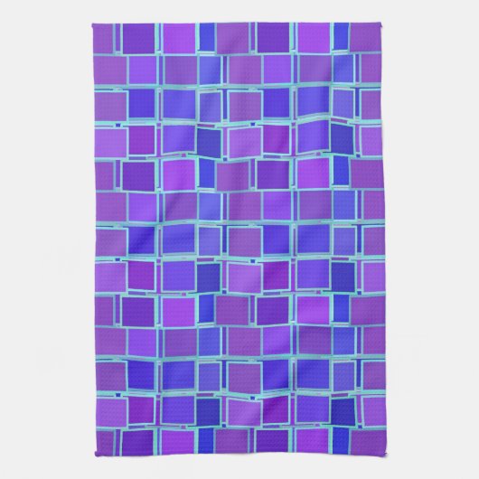 Purple Mosaic Squares Tile Pattern Theedoek (Verticaal)