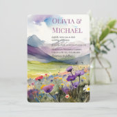 Purple Mountains & Poppies Wedding Invitation (Debout devant)
