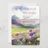 Purple Mountains & Poppies Wedding Invitation (Devant)