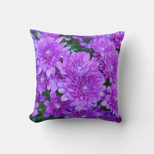 Purple Mums Throw Pillow Kussen (Voorkant)