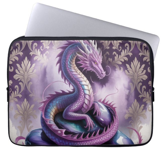 Purple Mystic Dragon Gothic Laptop Sleeve (Voorkant)