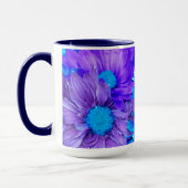 Purple N Turquoise Daisies Bouquet Mug (Gauche)