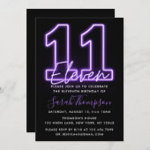 Purple Neon 11e anniversaire Invitation (Devant / Derrière)